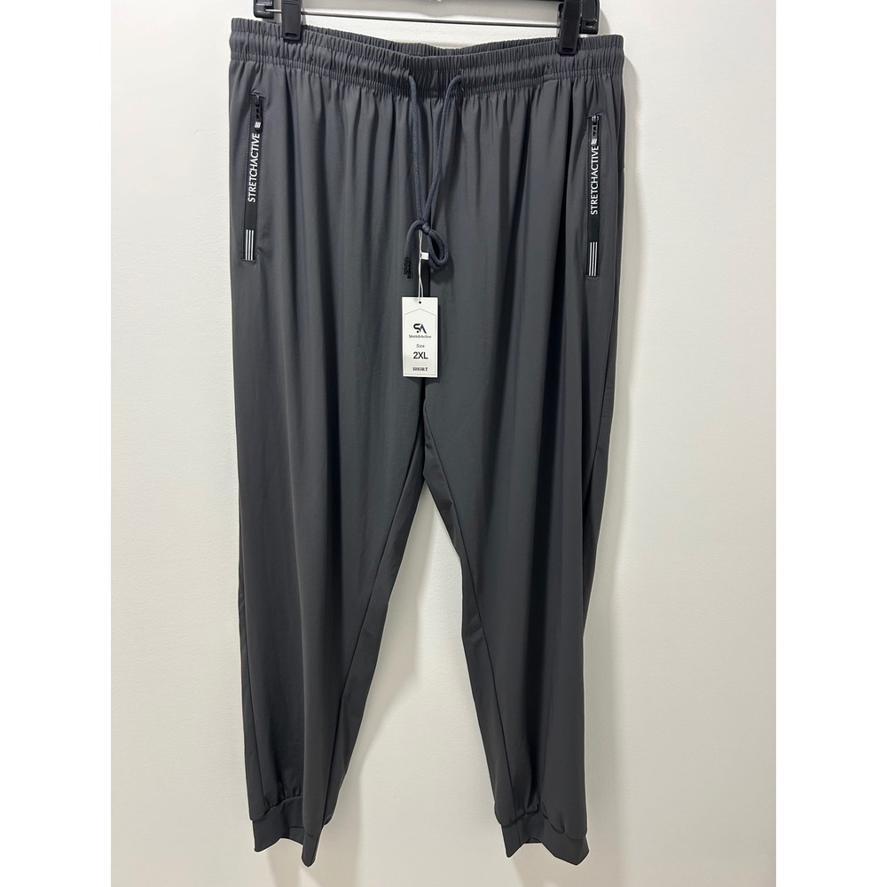 StretchActive NWT Women 2XL Short Jogger Pants Gray Elastic Waist Zipper Pockets